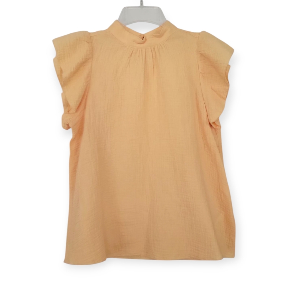 JOE'S JEANS Gauze Flutter Sleeve Apricot Top - Picture 3 of 9